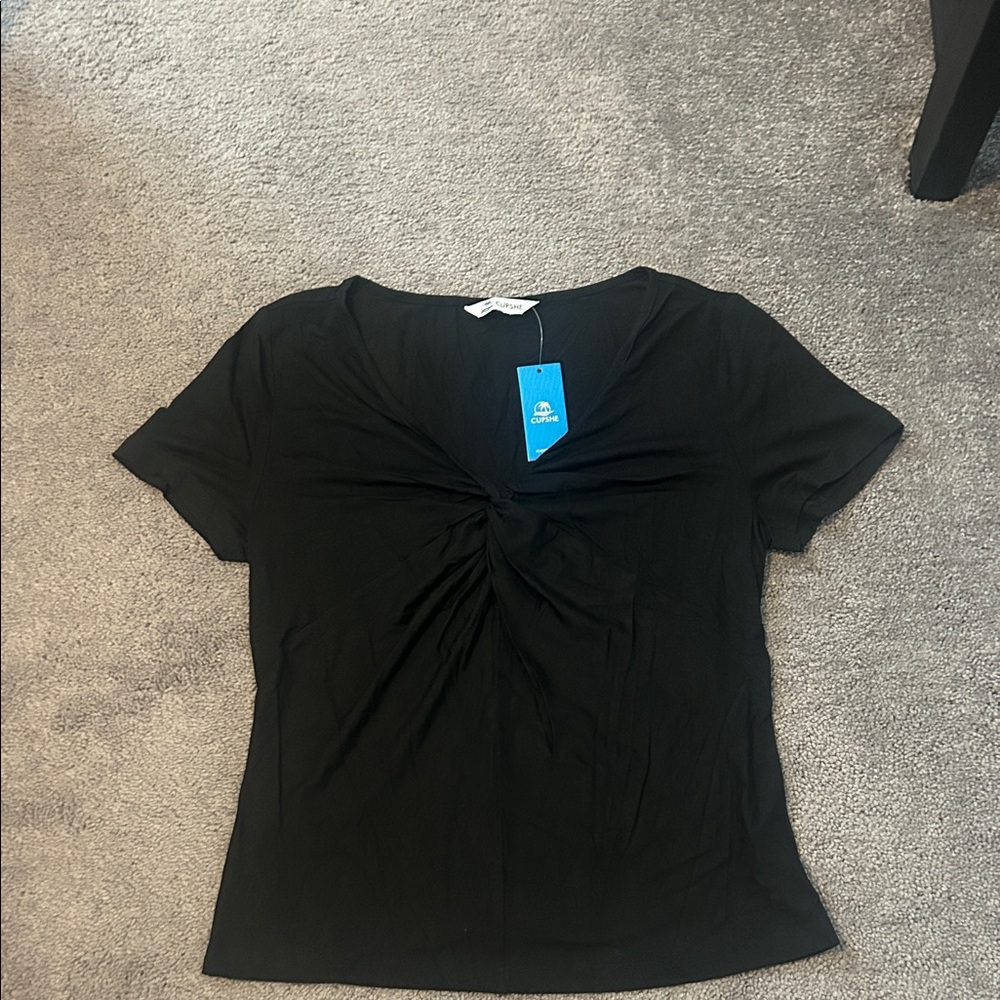 Cupshe Black Short Sleeve Top